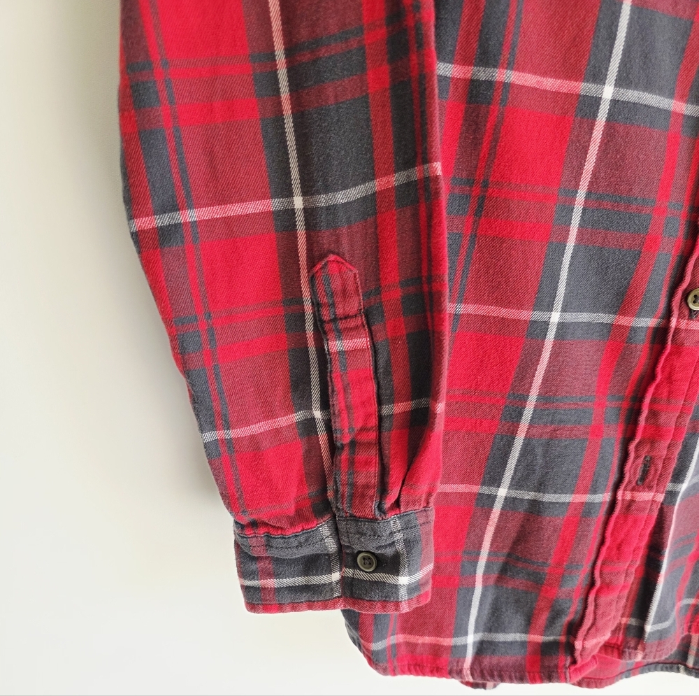 Denim & Supply Ralph Lauren Cotton Red And Gray Plaid Boyfriend Shirt Size L - Picture 4 of 6